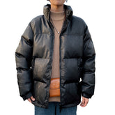 Mens Leather Casual Down Jacket